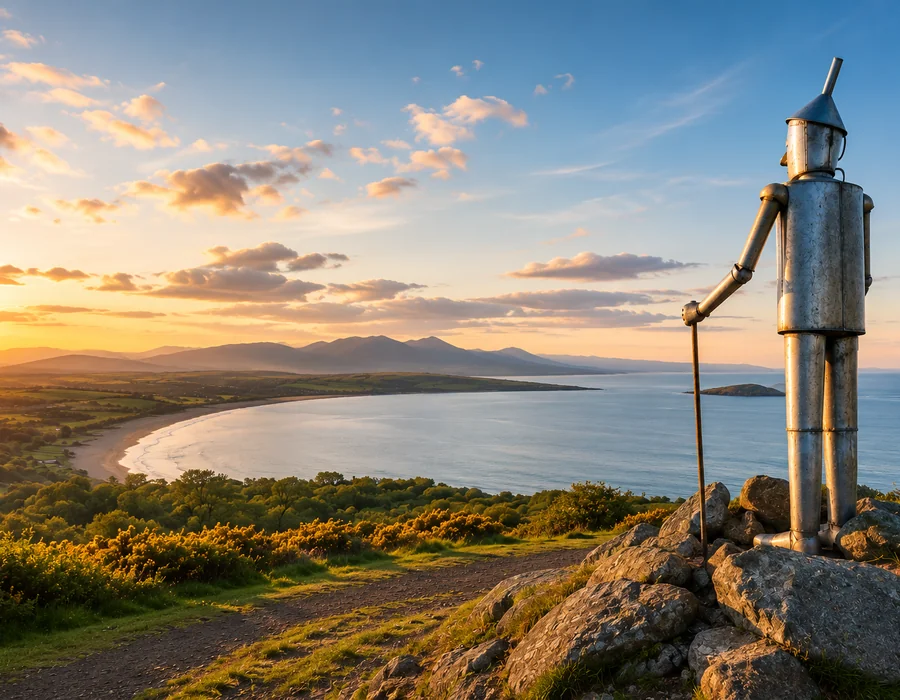 Walkers on a coastal path near Tyn y Big Estate on the Llŷn Peninsula