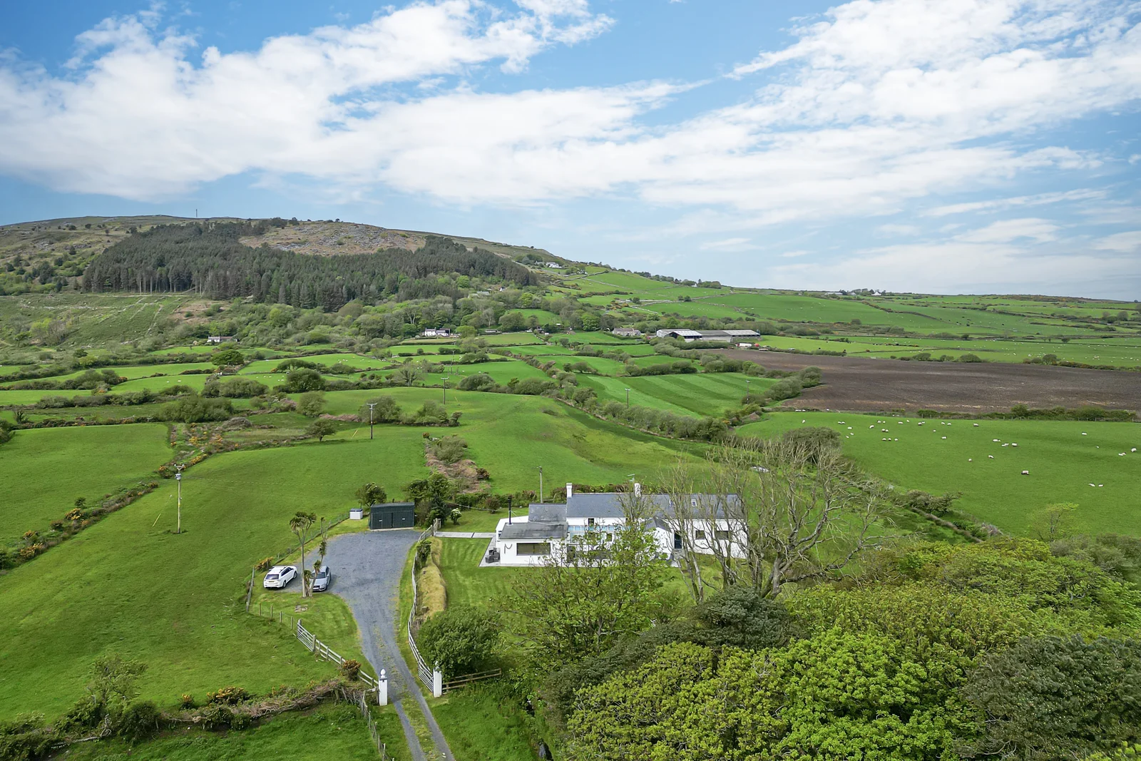 Fields and open countryside surrounding Tyn y Big Estate